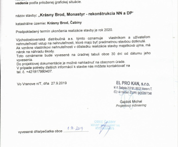 Aktuality / Oznámenie verejnou vyhláškou