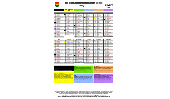 Harmonogram vývozu odpadu 2026